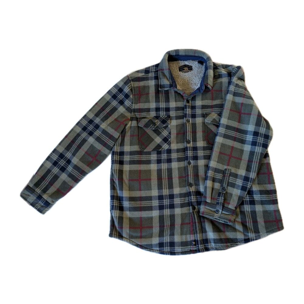 Freedom Foundry Men's Plaid Fleece Lined Jacket Shirt 2XL Green, Blue, & Red